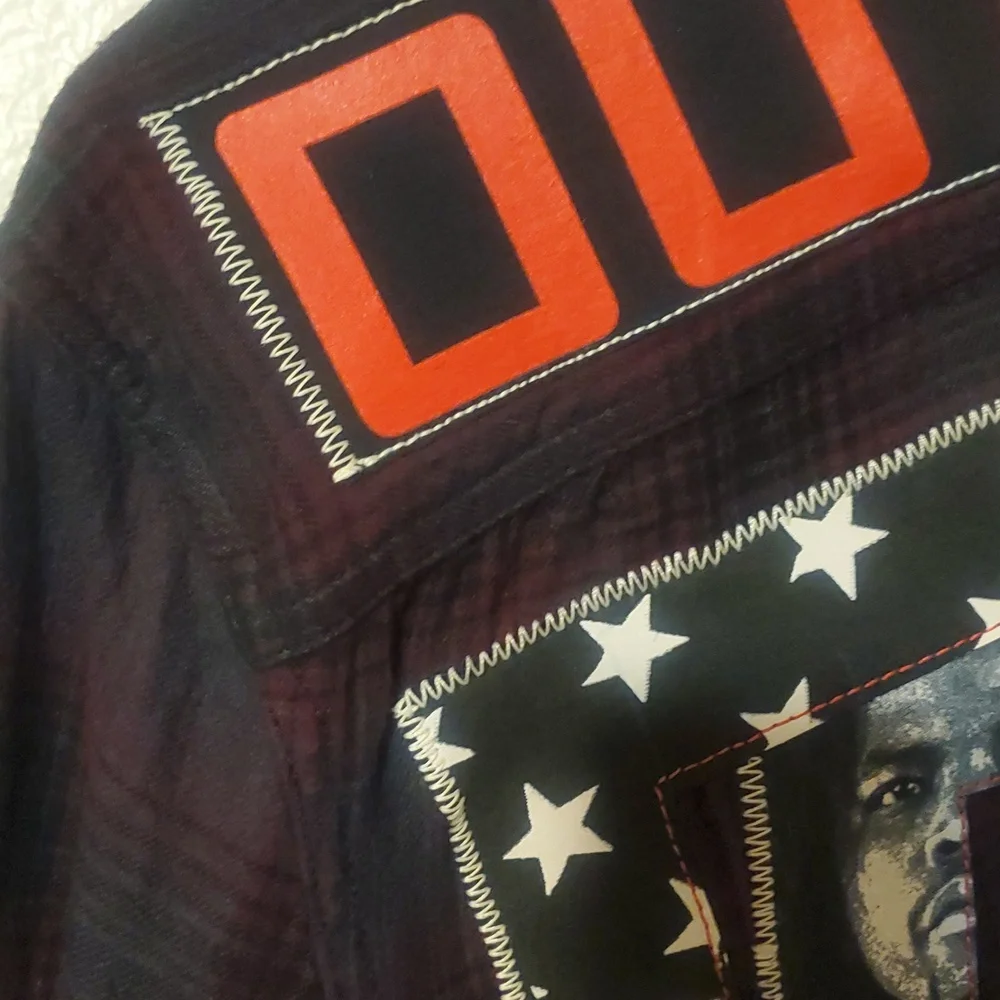 Outkast Embroidered Plaid Button-Up Flannel Shirt Stankonia Graphic - Picture 9 of 12